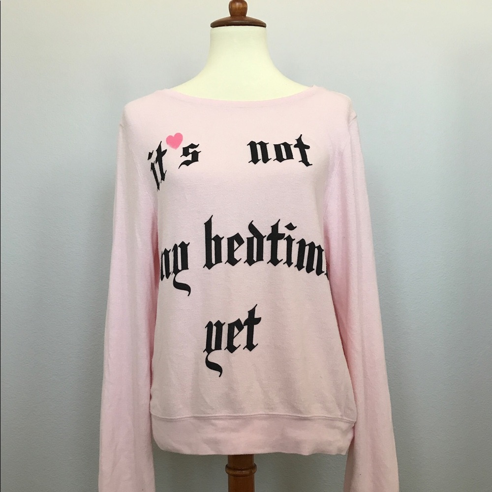 Wildfox “It’s Not my Bedtime Yet” Pink Sweater SzS